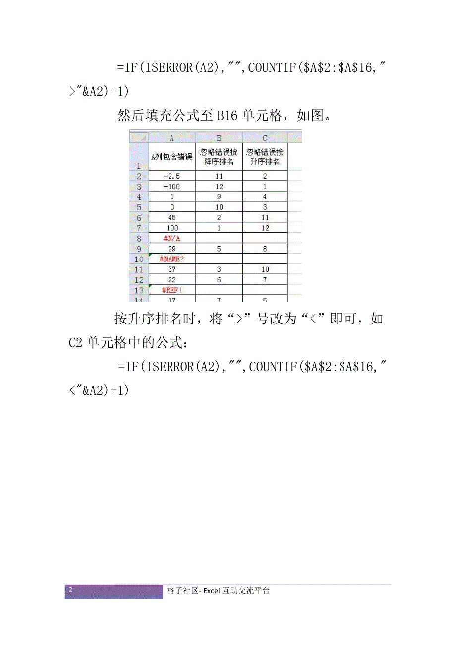 区域中包含错误值的排名公式_第2页