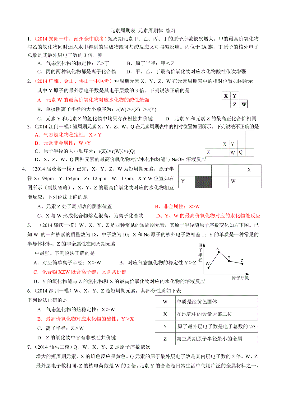 元素周期律课后练习2015.2_第1页