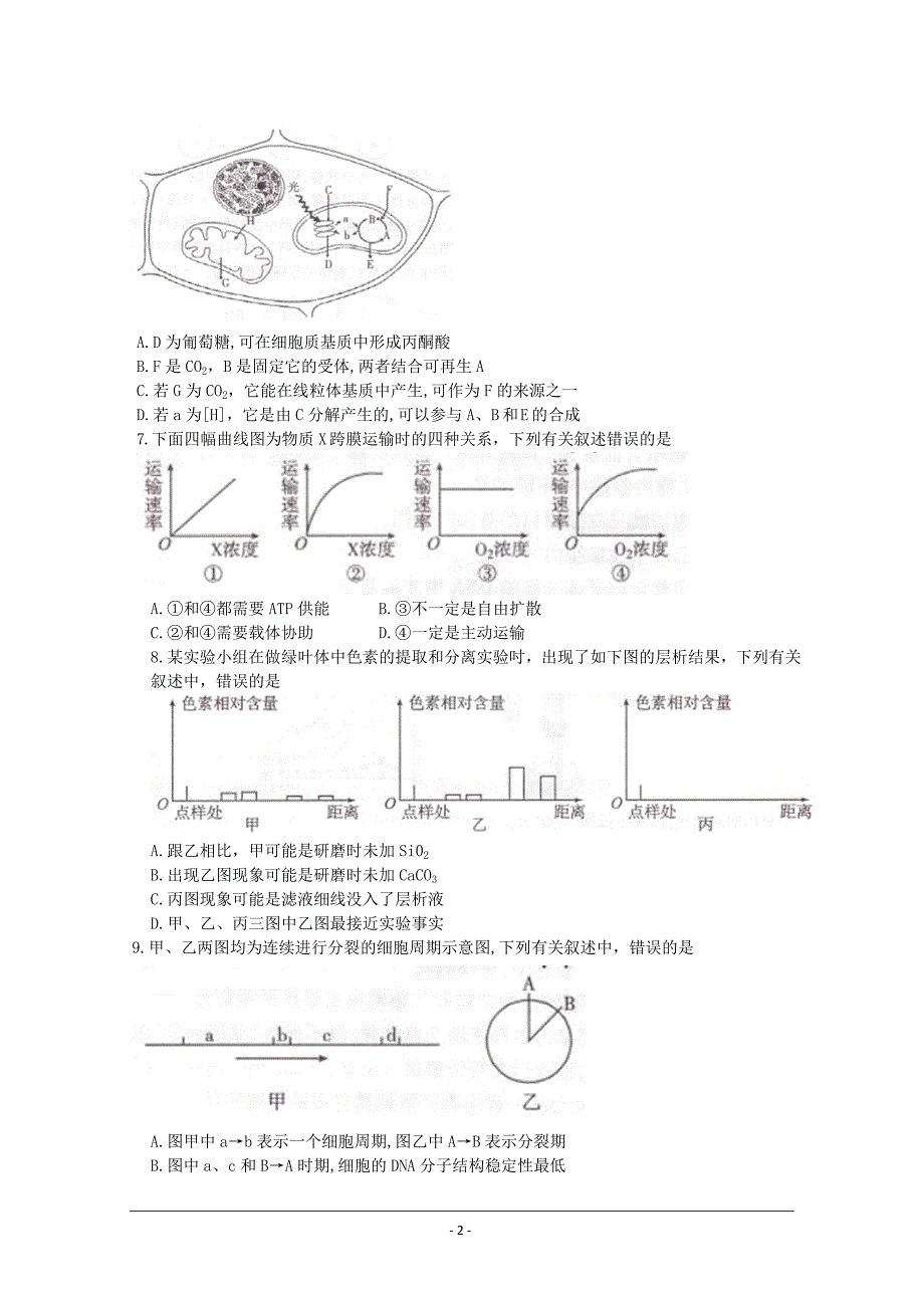 2016届江苏省无锡市高三上学期期末考试 生物试卷及答案_第2页