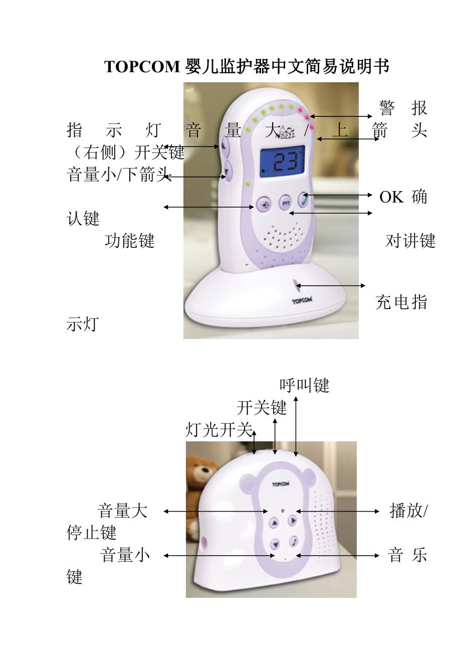 topcom婴儿监护器中文简易说明书_第1页