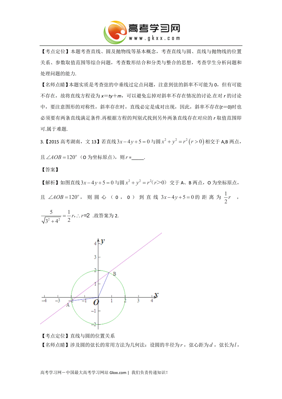 2015年高考数学文真题分类汇编：专题08直线与圆_第2页