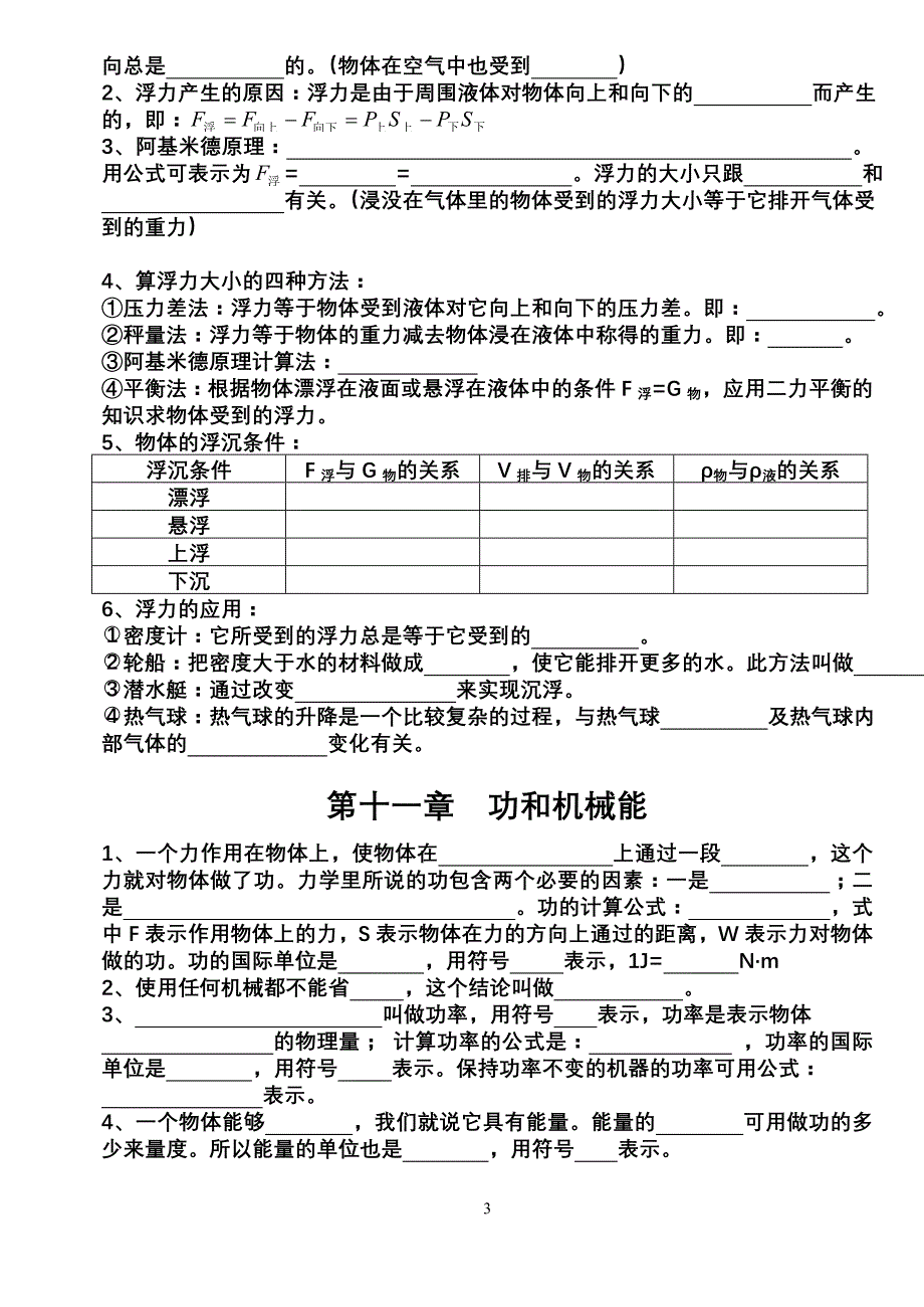 2013年最新人教版八年级物理下册基础知识复习提纲(填空形式)_第3页