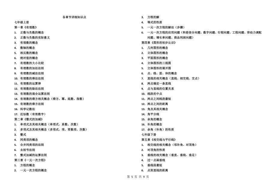 人教版初中数学章节详解目录_第5页