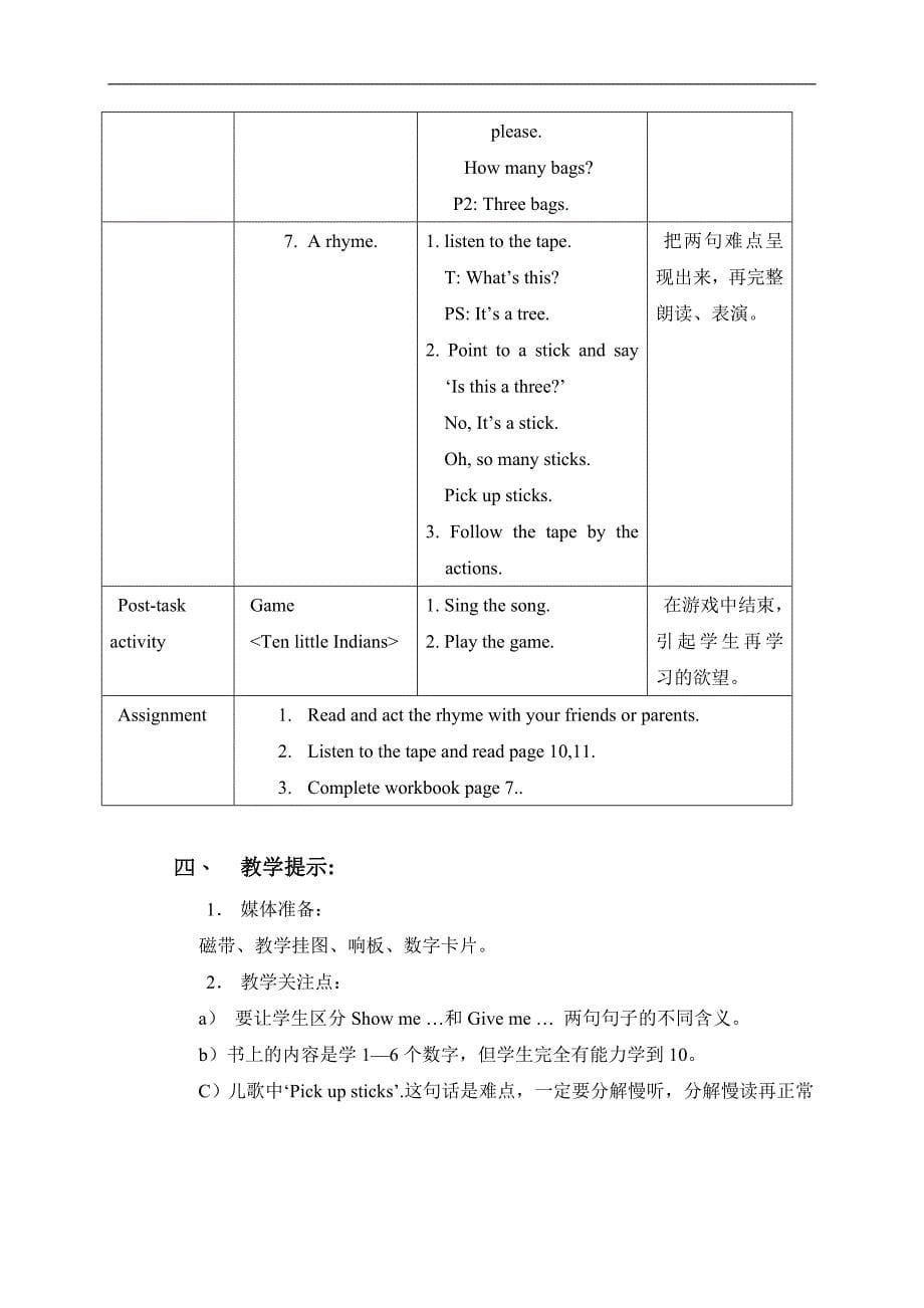 （沪教牛津版）一年级英语上册教案 Unit 2 Period 4_第5页