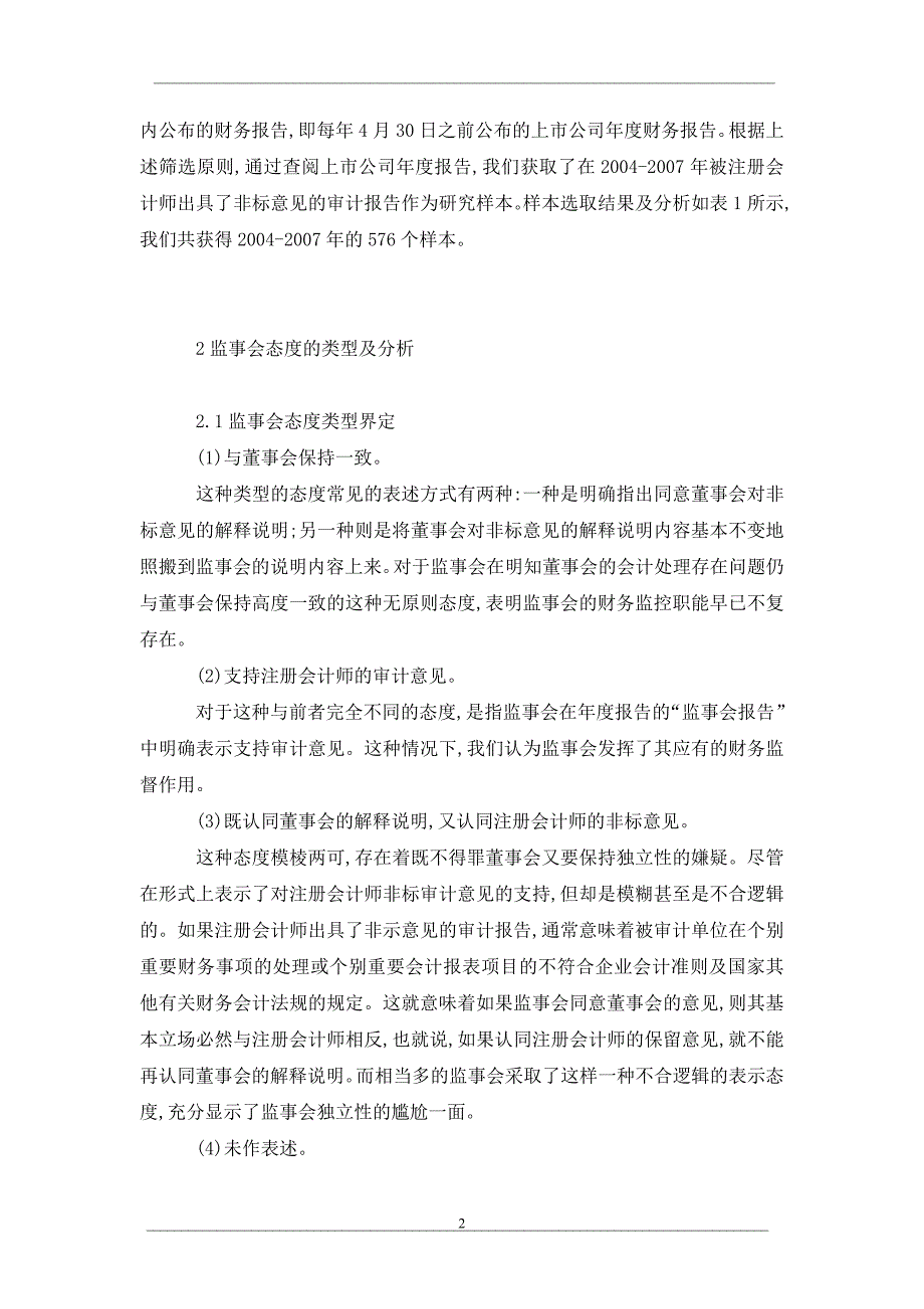 基于非标审计意见认同度的监事会有效性研究_第2页