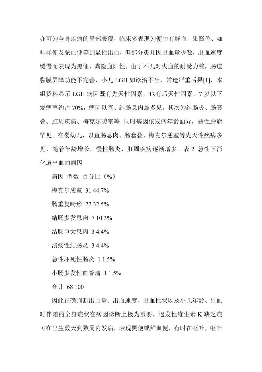 小儿下消化道出血的病因浅析_第3页