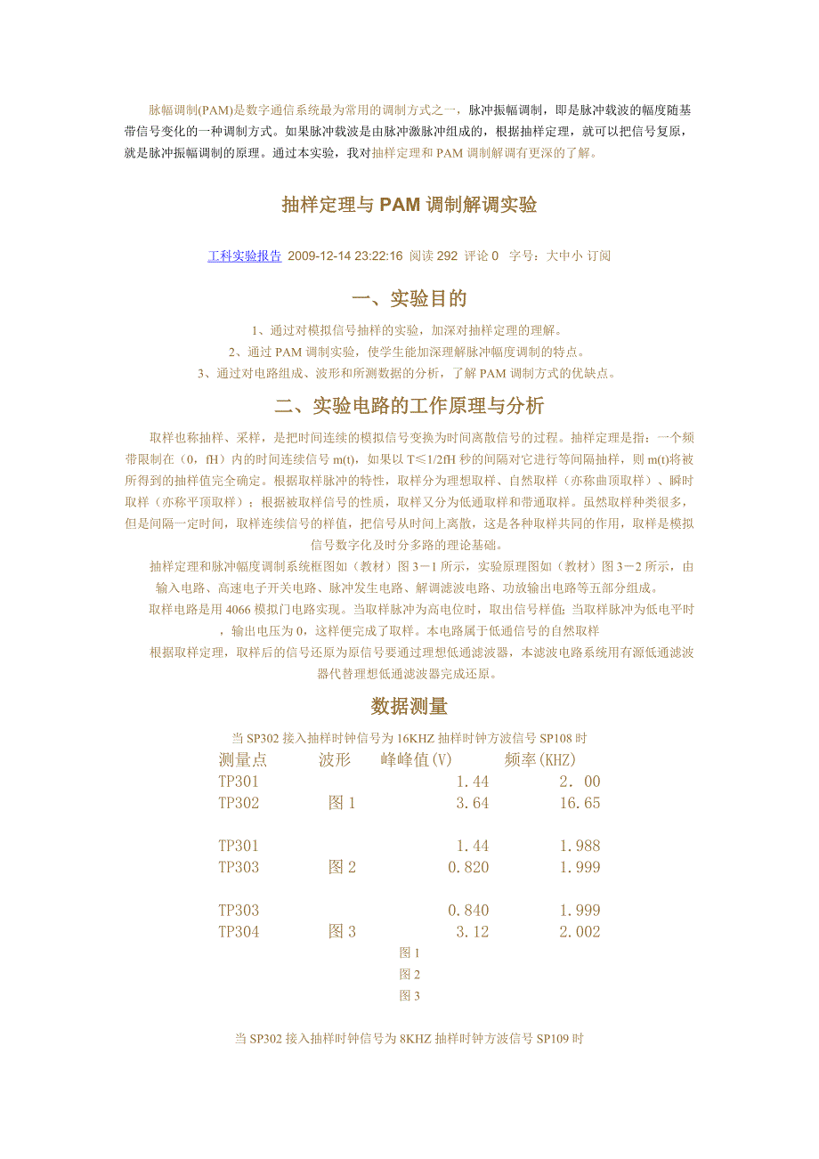 抽样定理与PAM调制解调实验_第1页