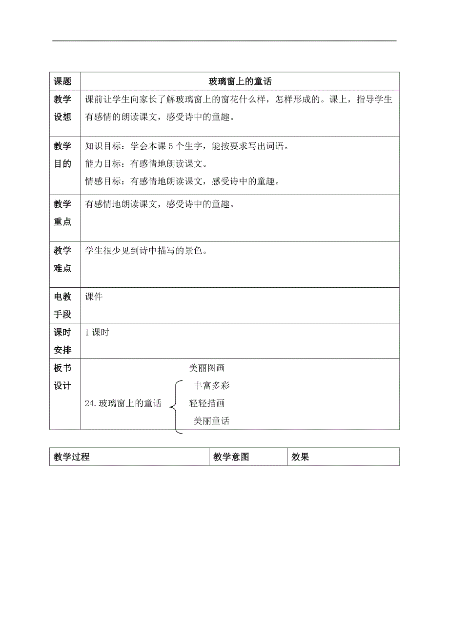 （北京版）三年级语文上册教案 玻璃窗上的童话 2_第1页