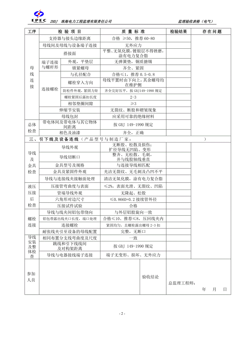 无功补偿装置安装验收表格_第3页