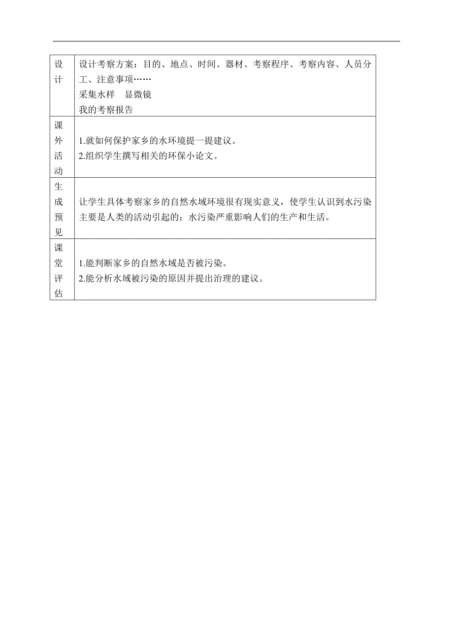 （教科版）六年级科学下册教案 考察家乡的自然水域 2_第4页