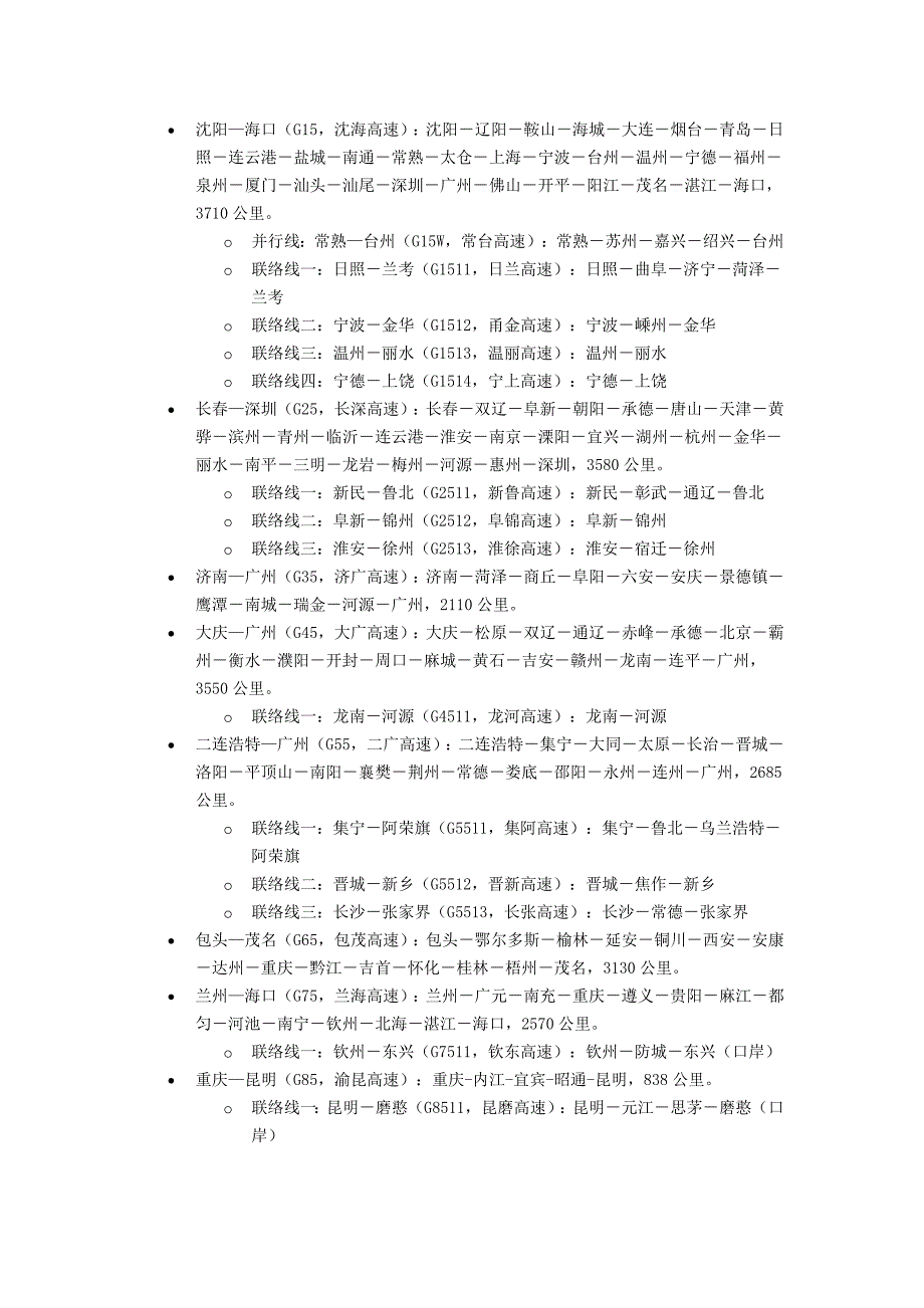 最新的全国高速公路、国道和省道的分布、起止、路经、..._第4页