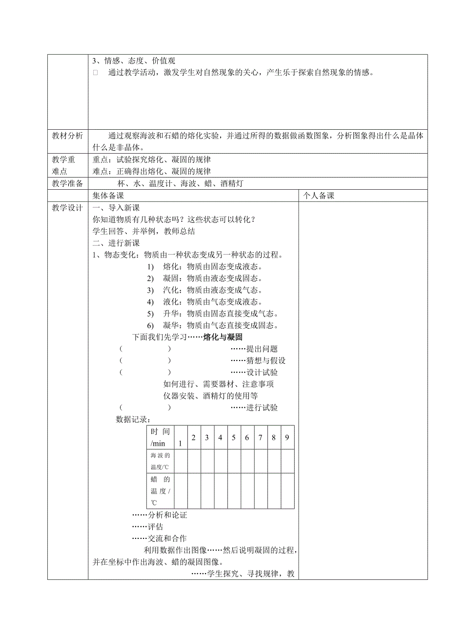 新人教版八年级《物理 第四章 物态变化教学预案_第4页