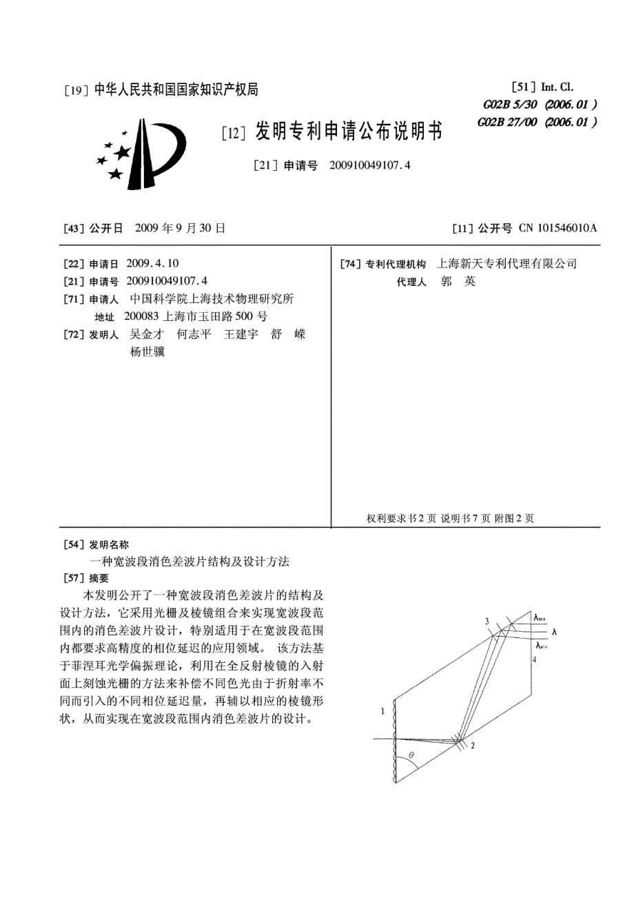 一种宽波段消色差波片结构及设计方法_第1页