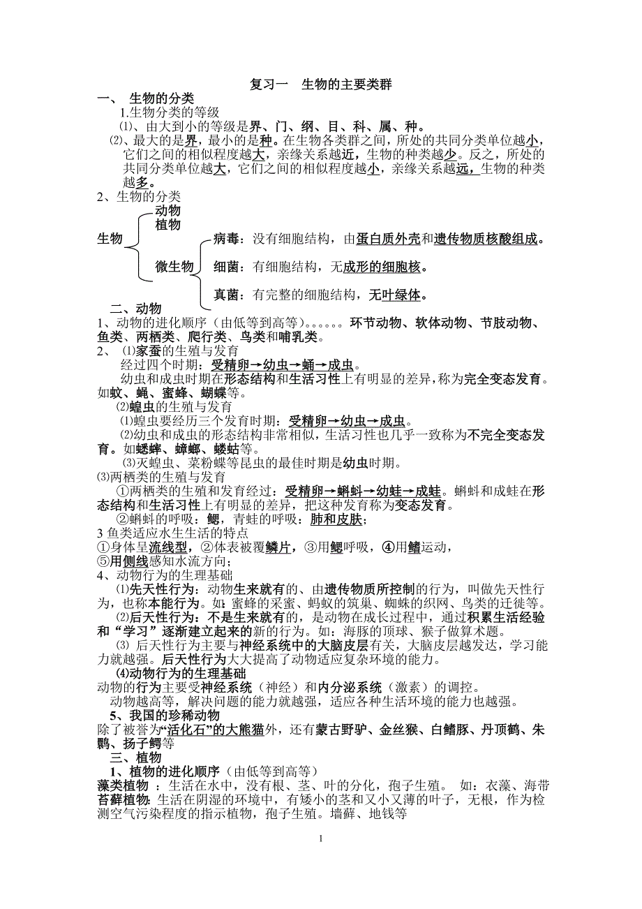 复习一生物的主要类群_第1页