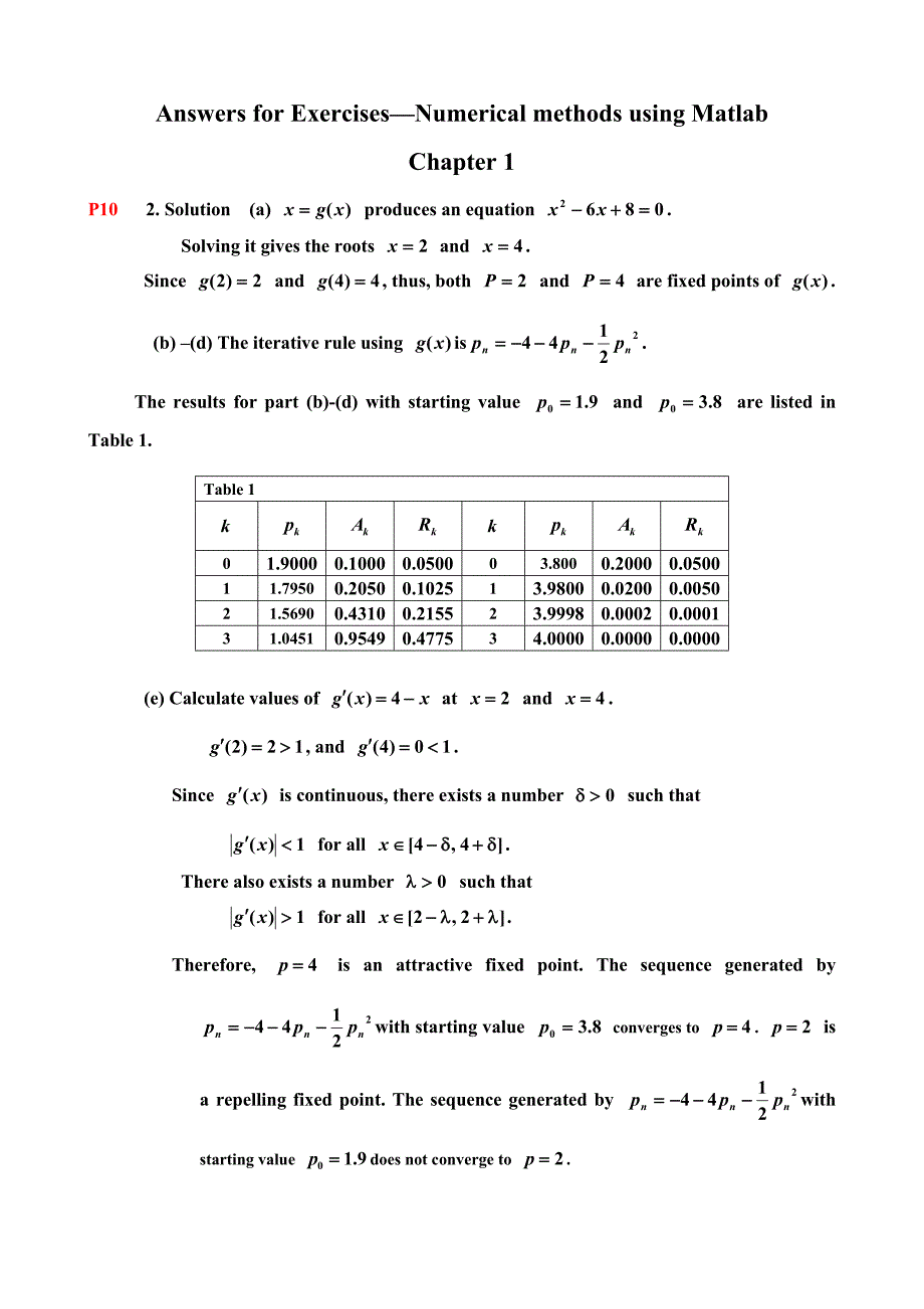 《数值分析》黄仿伦改编英文版课后习题答案_第1页