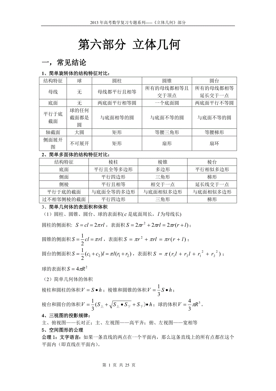 高考数学复习专题系列立体几何_第1页