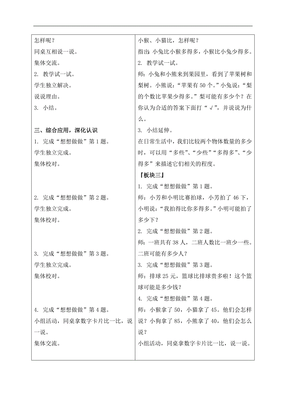 （苏教版）一年级数学下册教案 多些、少些 1_第2页