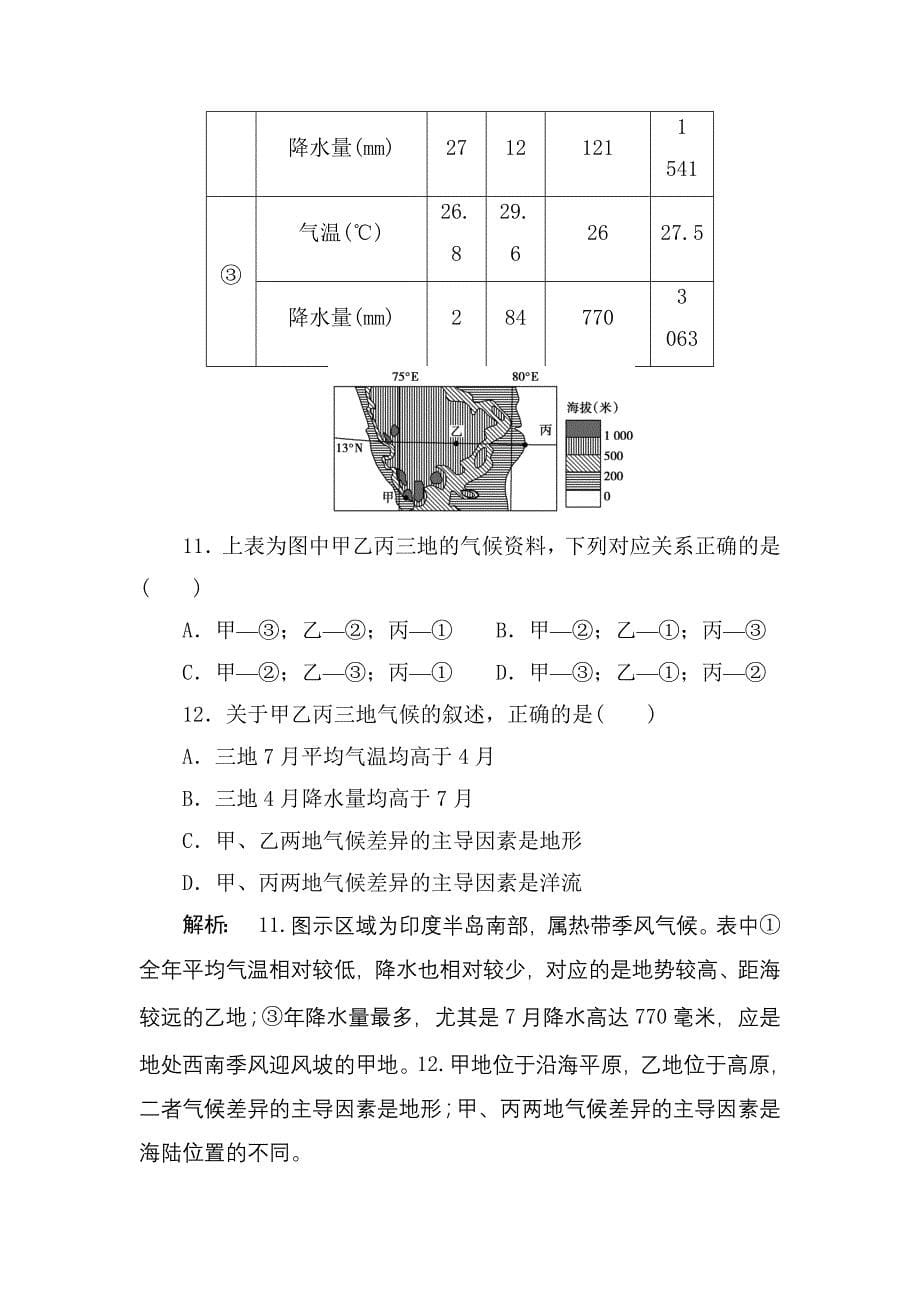 2012届高考地理第一轮复习测试试题7_第5页