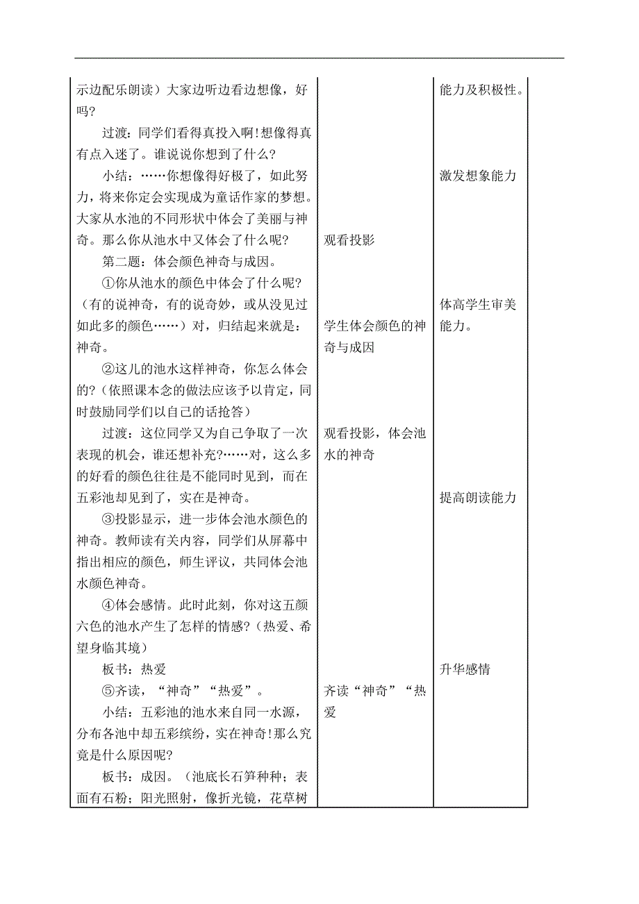 （北京版）四年级语文上册教案 五彩池 2_第3页