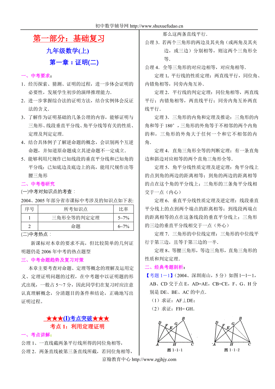 初三数学上学期第一章证明(二)试题_第1页