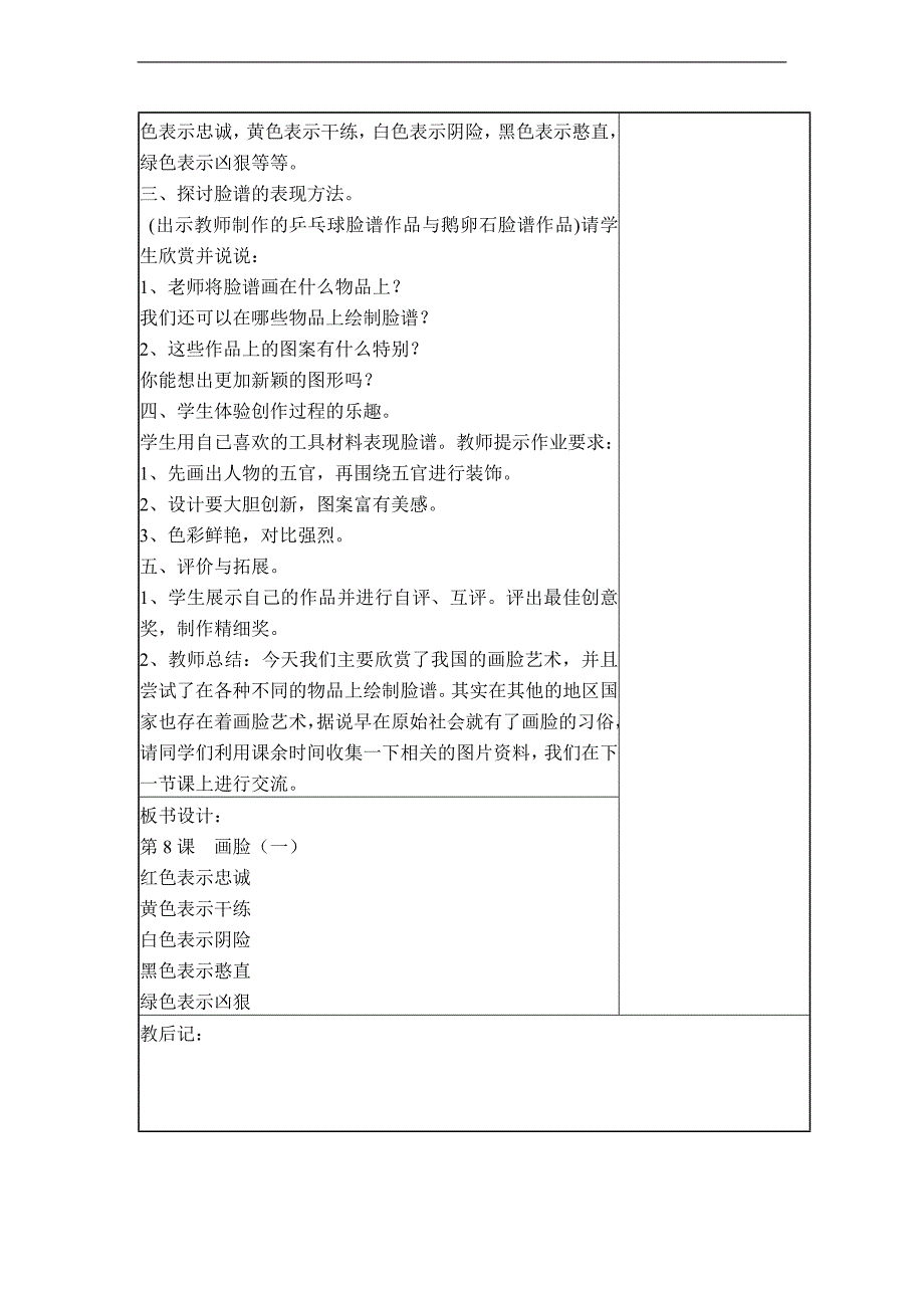 （苏少版）五年级美术下册教案 画脸（一）_第2页