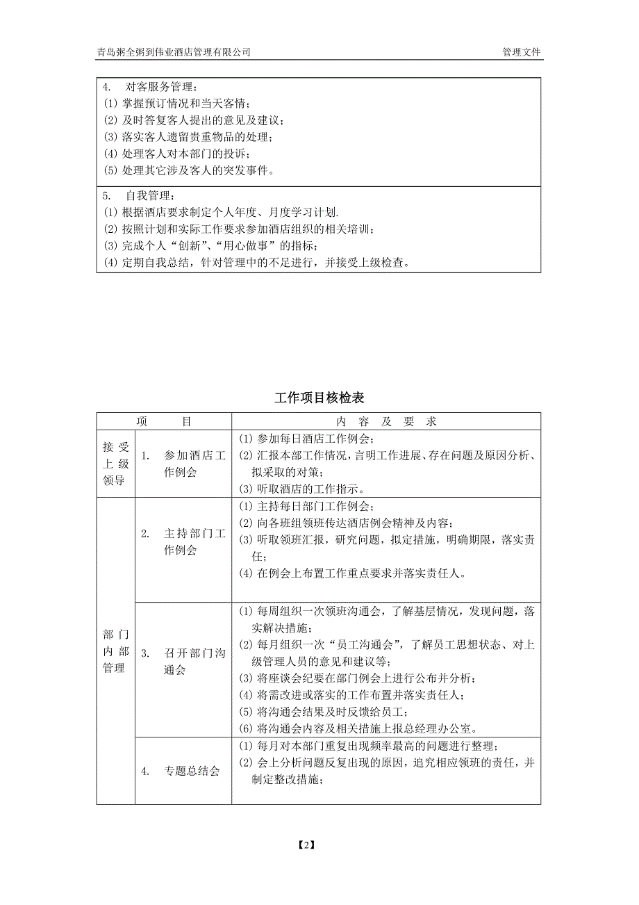 星酒店管理前厅经理岗位说明书_第2页