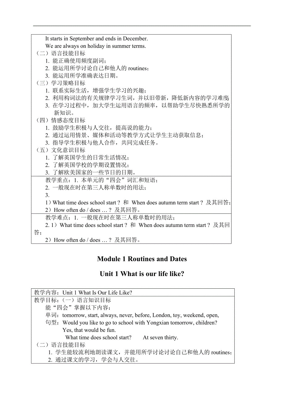 （广州版）五年级英语上册教案 Module 1 Unit 1_第2页