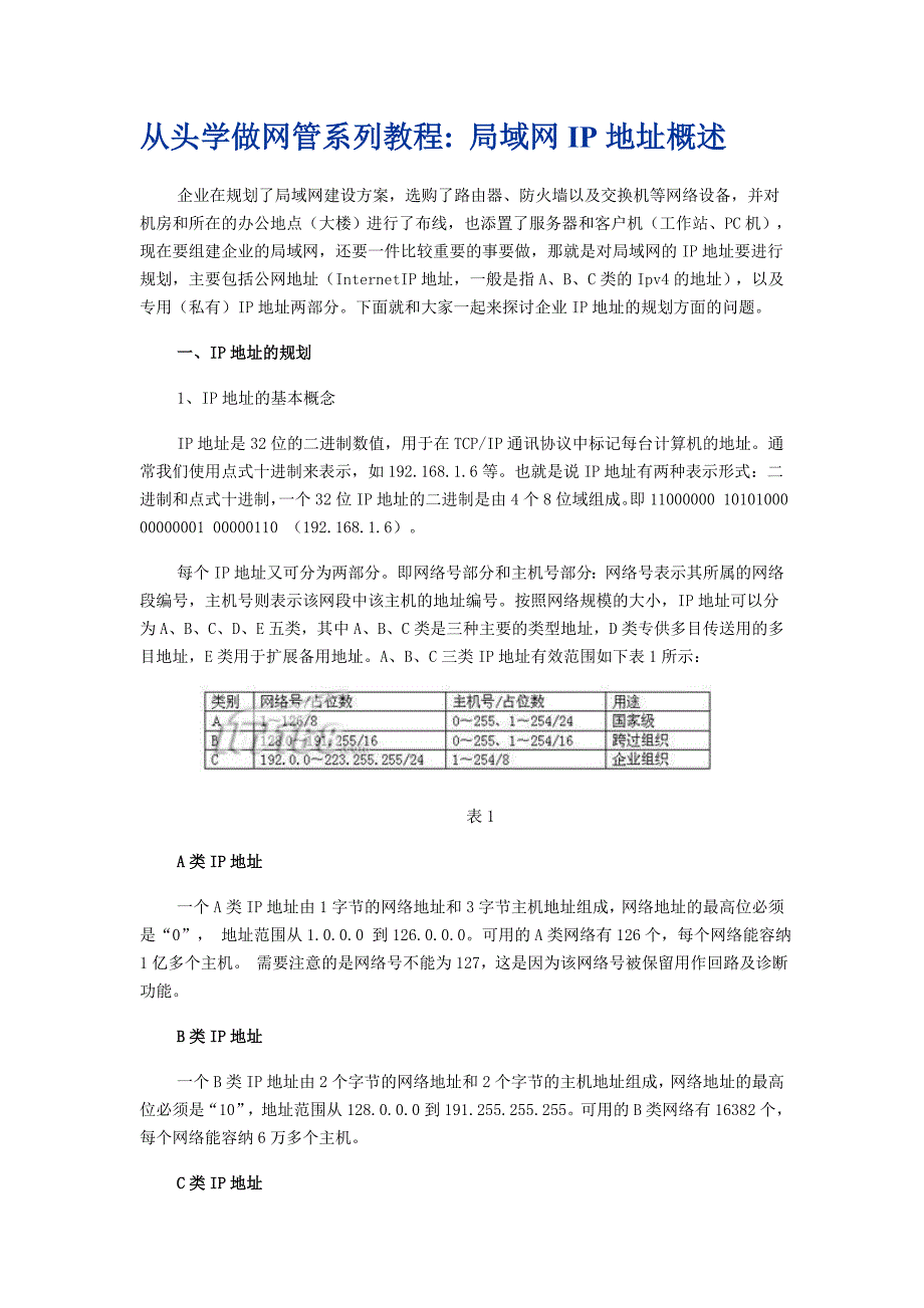 企业局域网IP地址规划_第1页