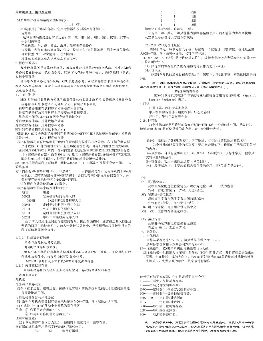 单片机原理及应用复习资料_第1页