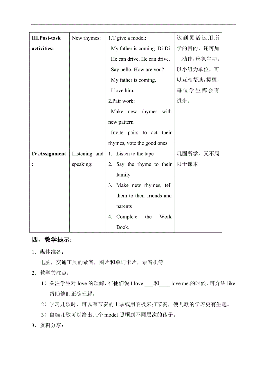 （沪教牛津版）一年级英语上册教案 Unit 7 Period 3_第4页