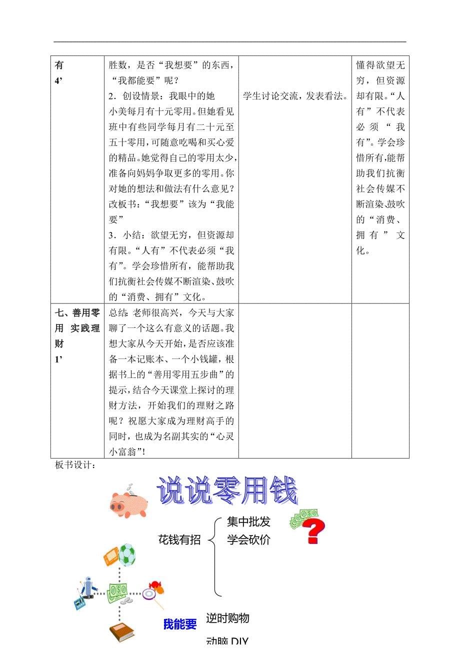 （北师大版）六年级品德与社会上册教案 不可丢掉的传家宝-说说零用钱 2_第5页