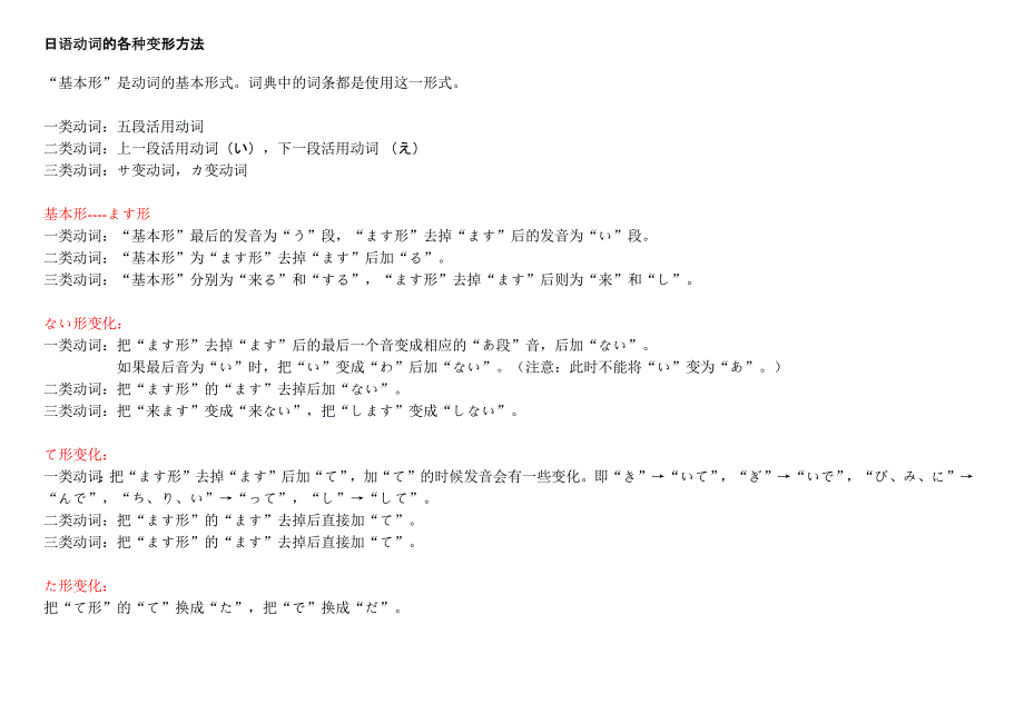 日语动词变换规则_第1页