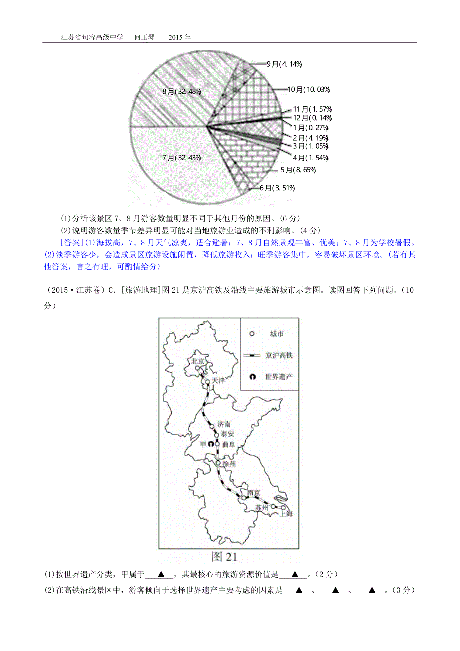 2015年高考各地真题整理分类旅游地理_第4页