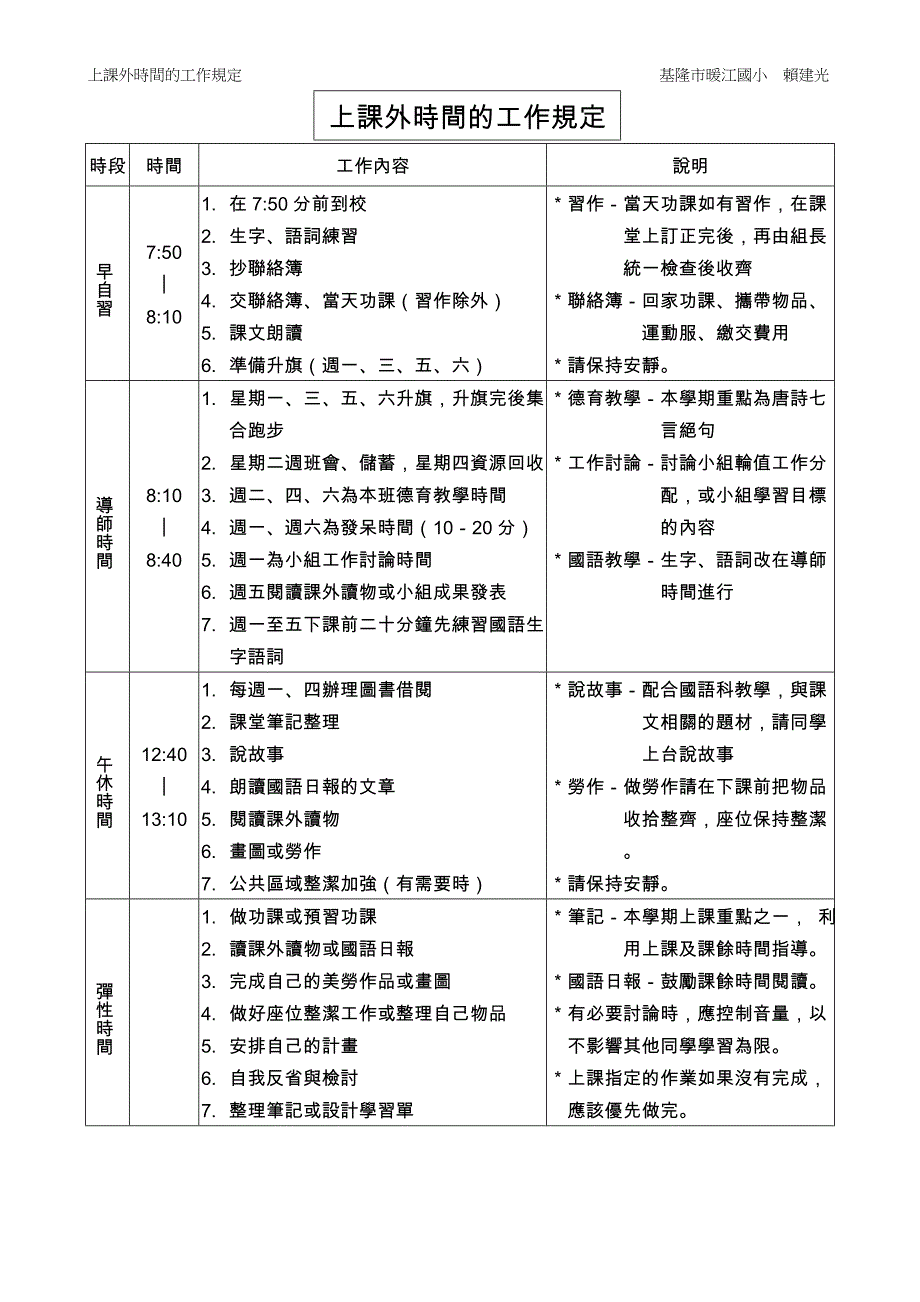 上课外时间的工作规定_第1页