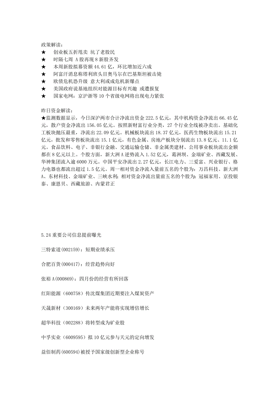 2011年5月24日市场消息和操盘观点_第2页