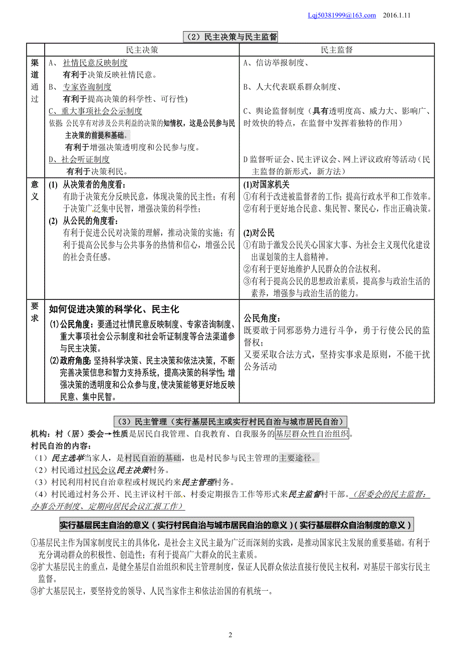 2017届高考必修2《政治生活》核心知识点_第2页