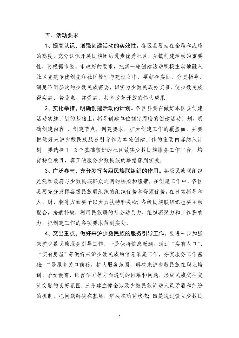 关于开展2010—2012年度上海市民族团结进步_第5页