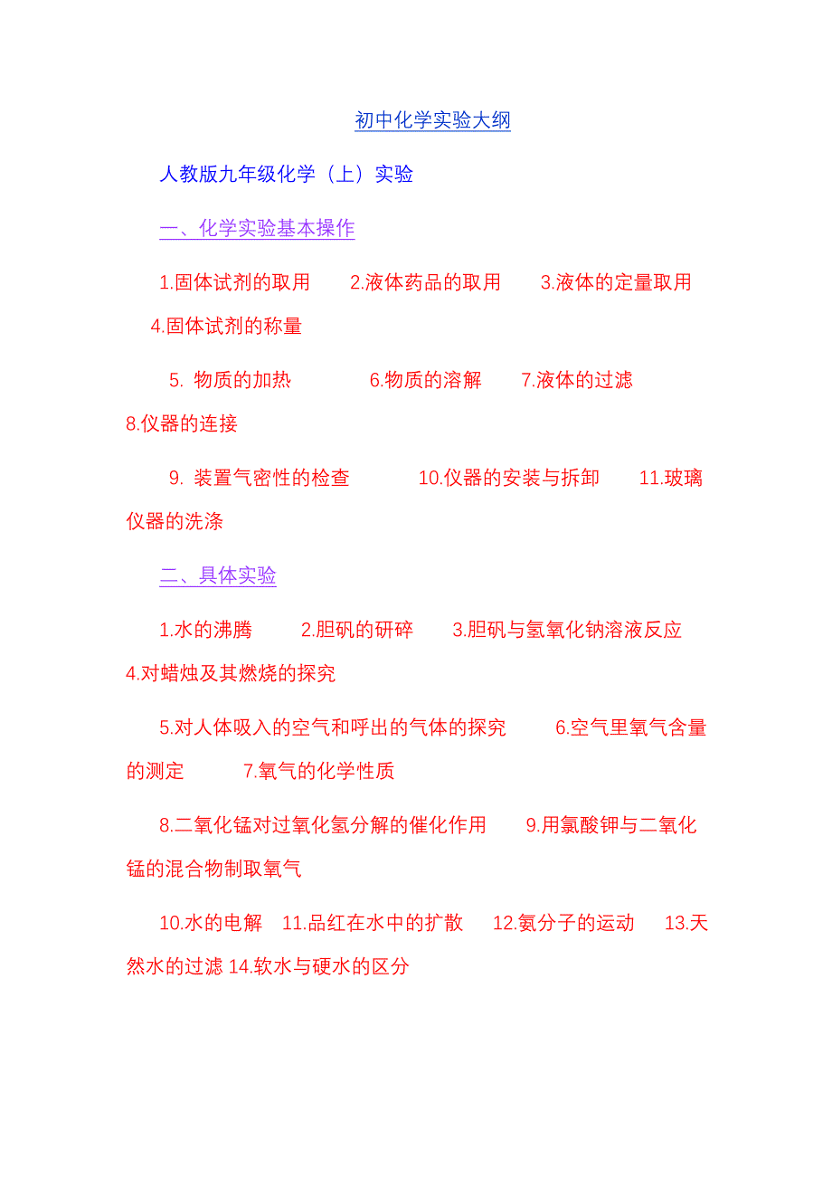 初中化学实验大纲_第1页