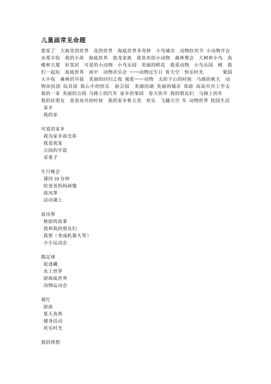 儿童画常见命题_第1页