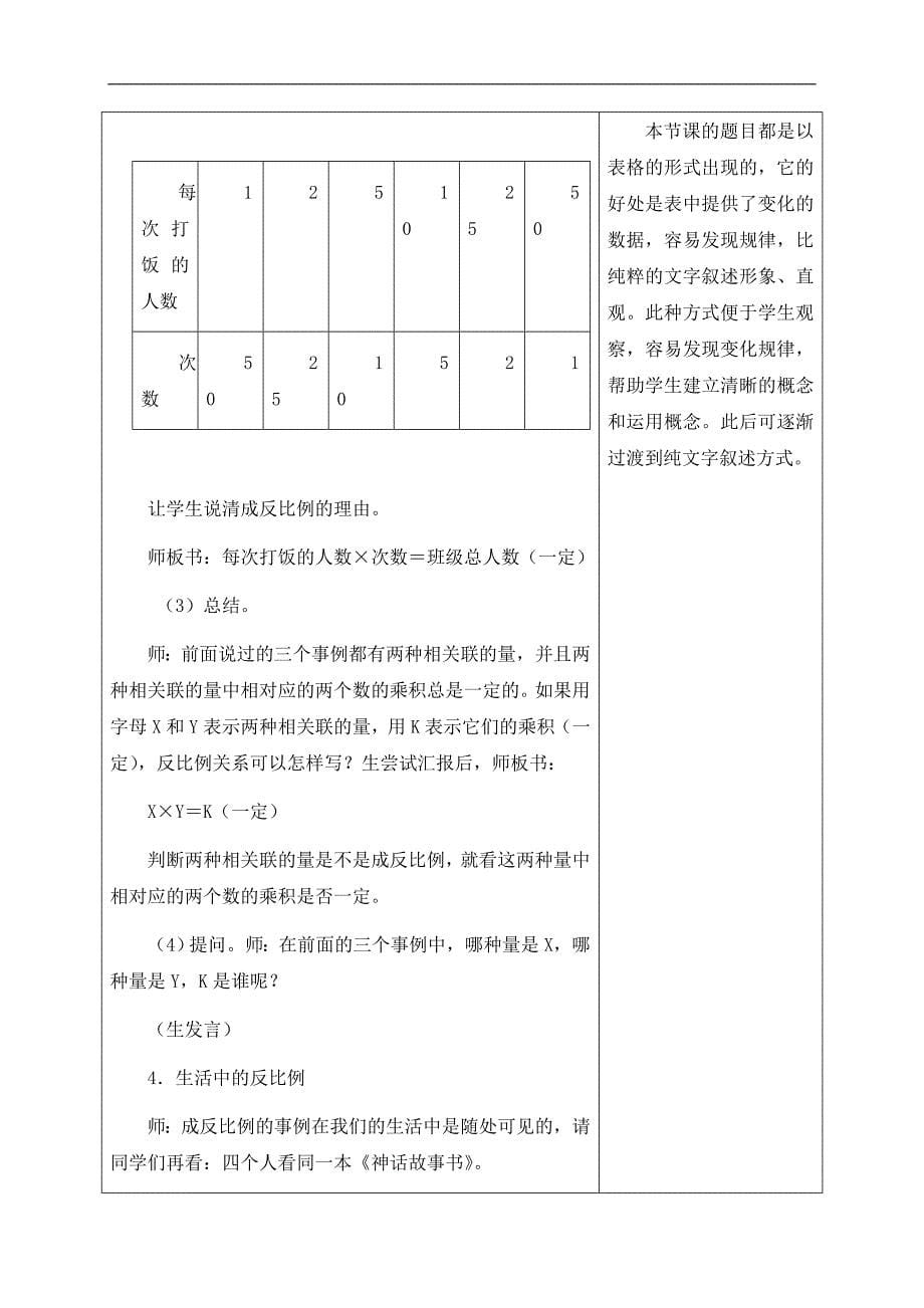 （北师大版）六年级数学下册教案 反比例的意义 1_第5页