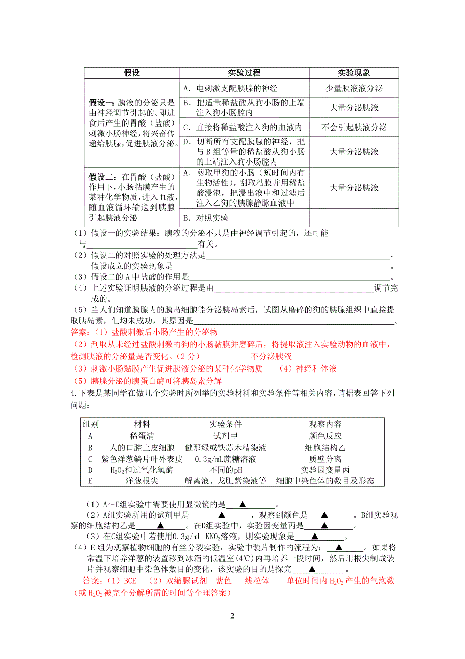 祁阳一中2010届高三生物课本实验拓展模拟试题集锦_第2页