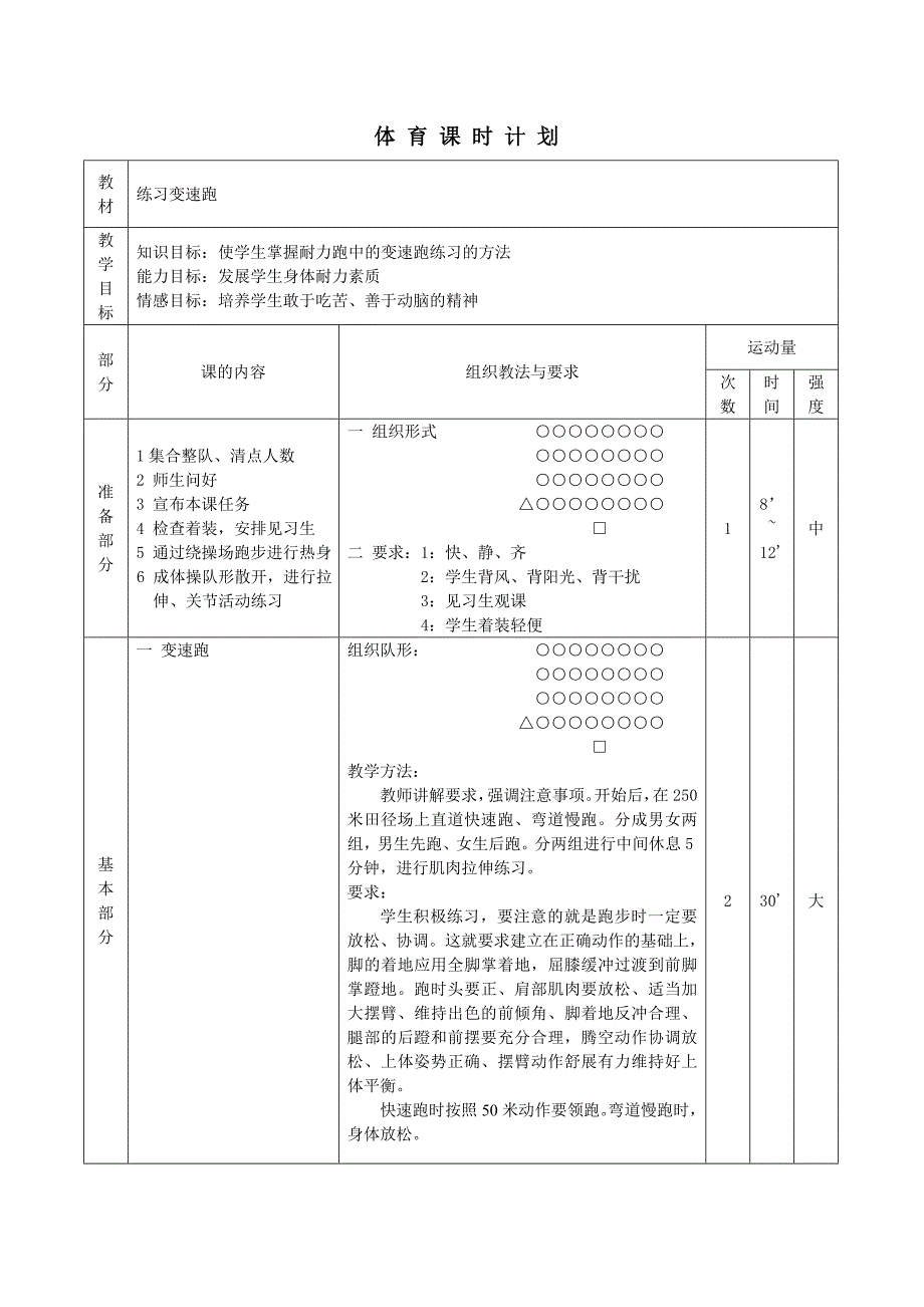 发展耐力：变速跑练习_第1页