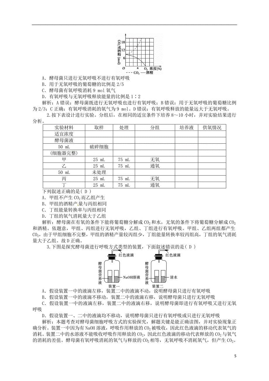 【聚集高考】2014高三生物一轮复习专题5细胞呼吸对点训练新人教版_第5页