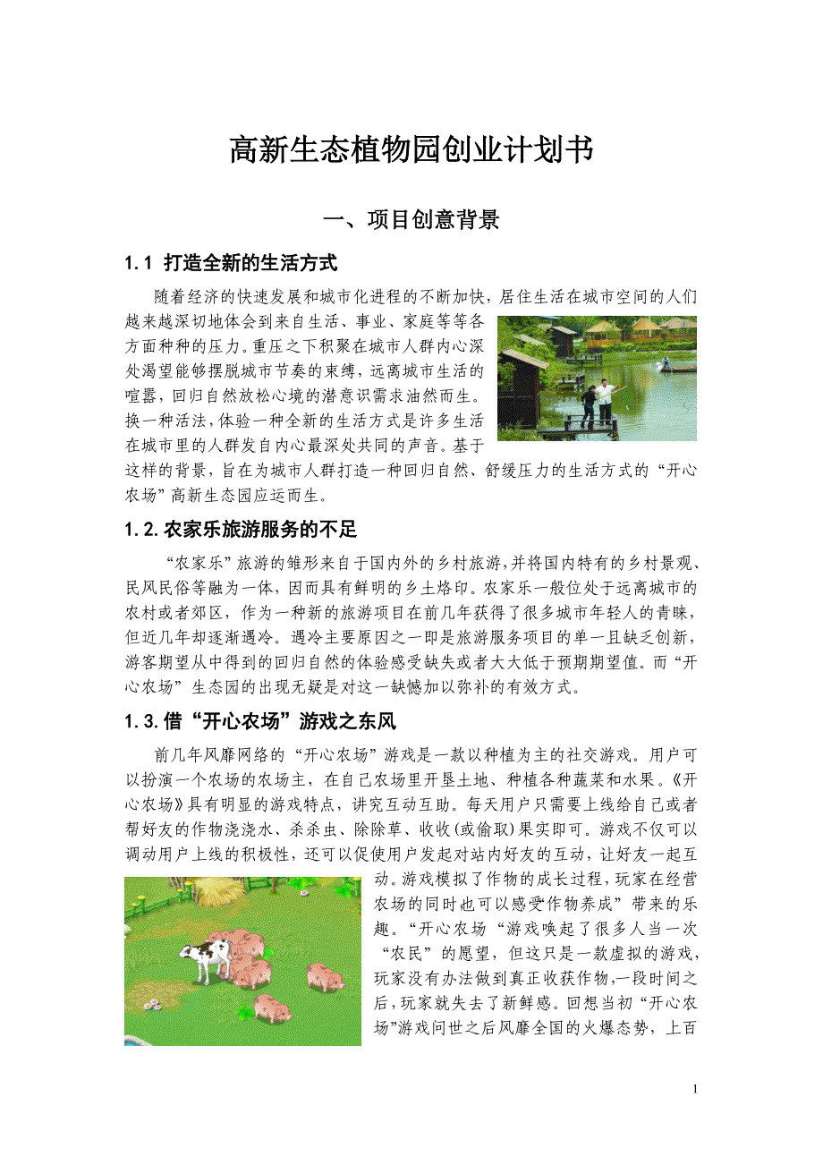 高新生态植物园创业计划书_第1页