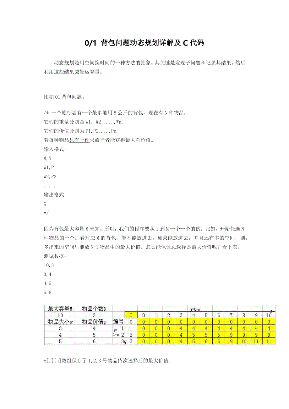 背包问题动态规划详解及代码_第1页