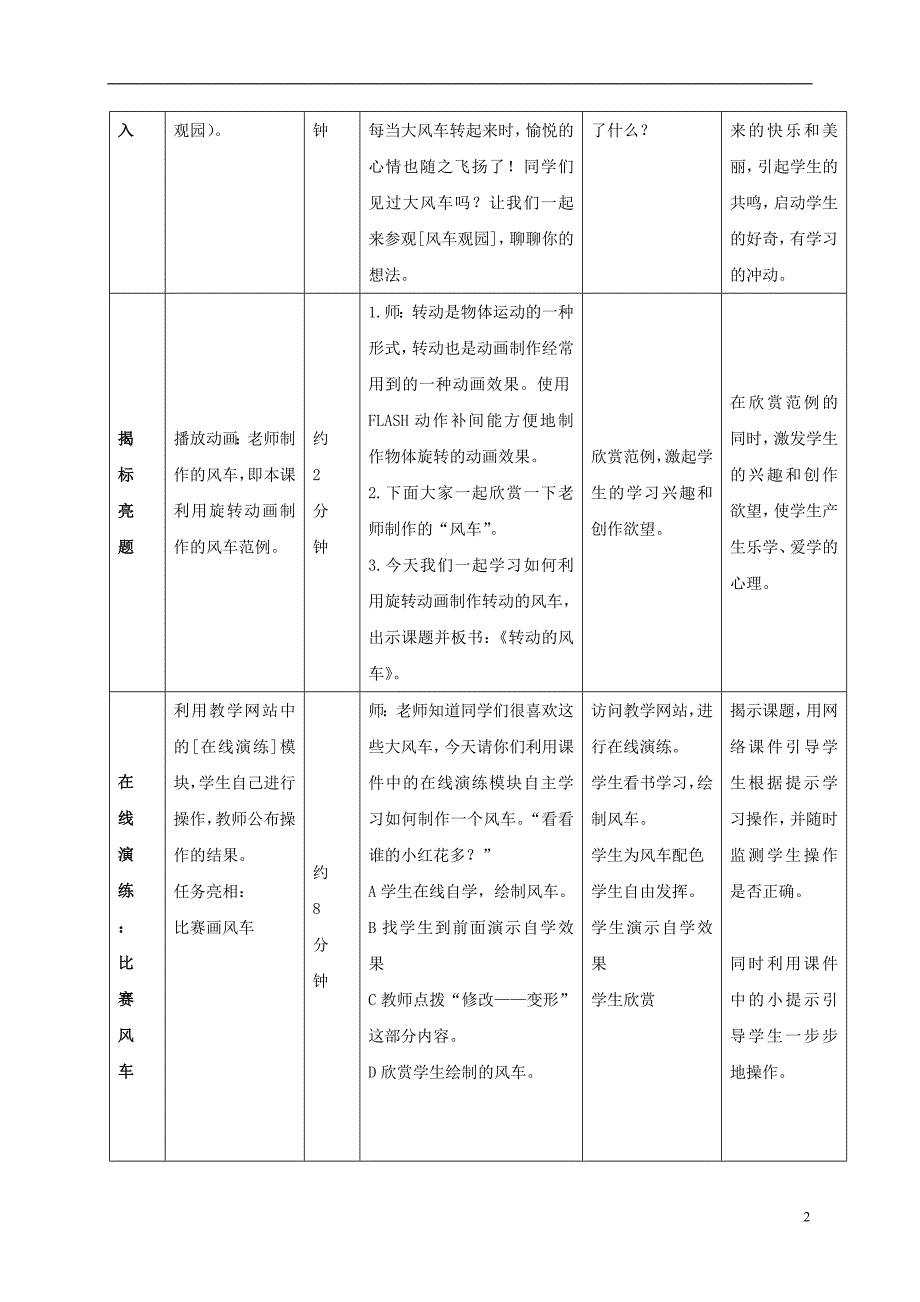 五年级信息技术上册 转动的风车教案 冀教版_第2页