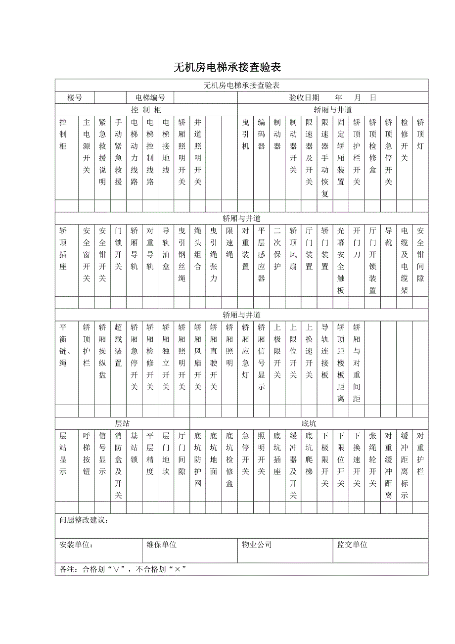 电梯综合验收表_第4页