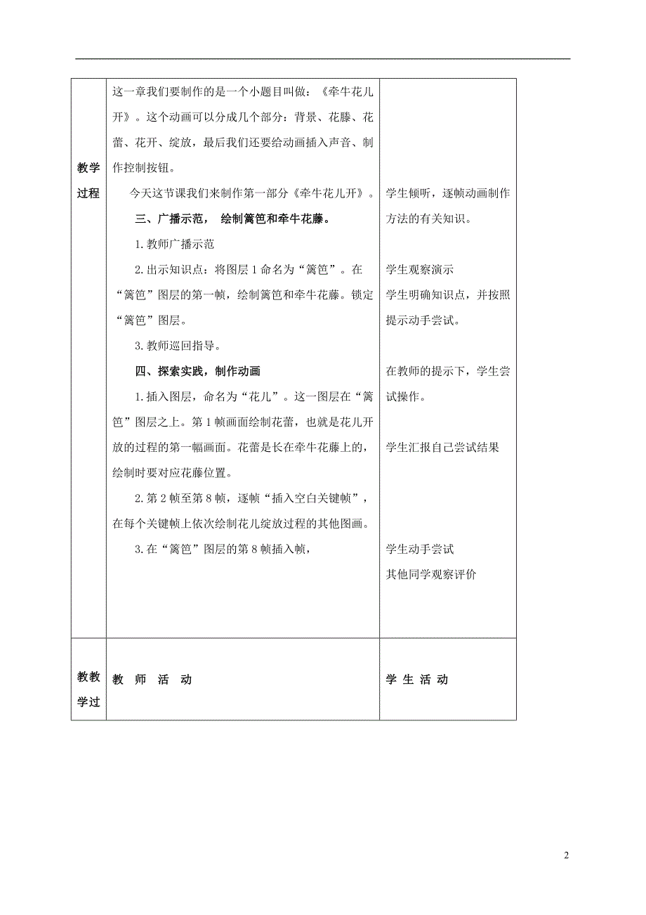 五年级信息技术上册 牵牛花儿开 2教案 冀教版_第2页