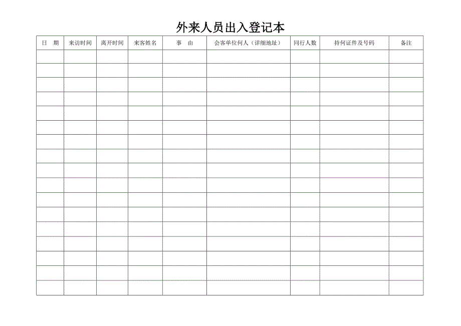 外来人员出入登记本_第2页