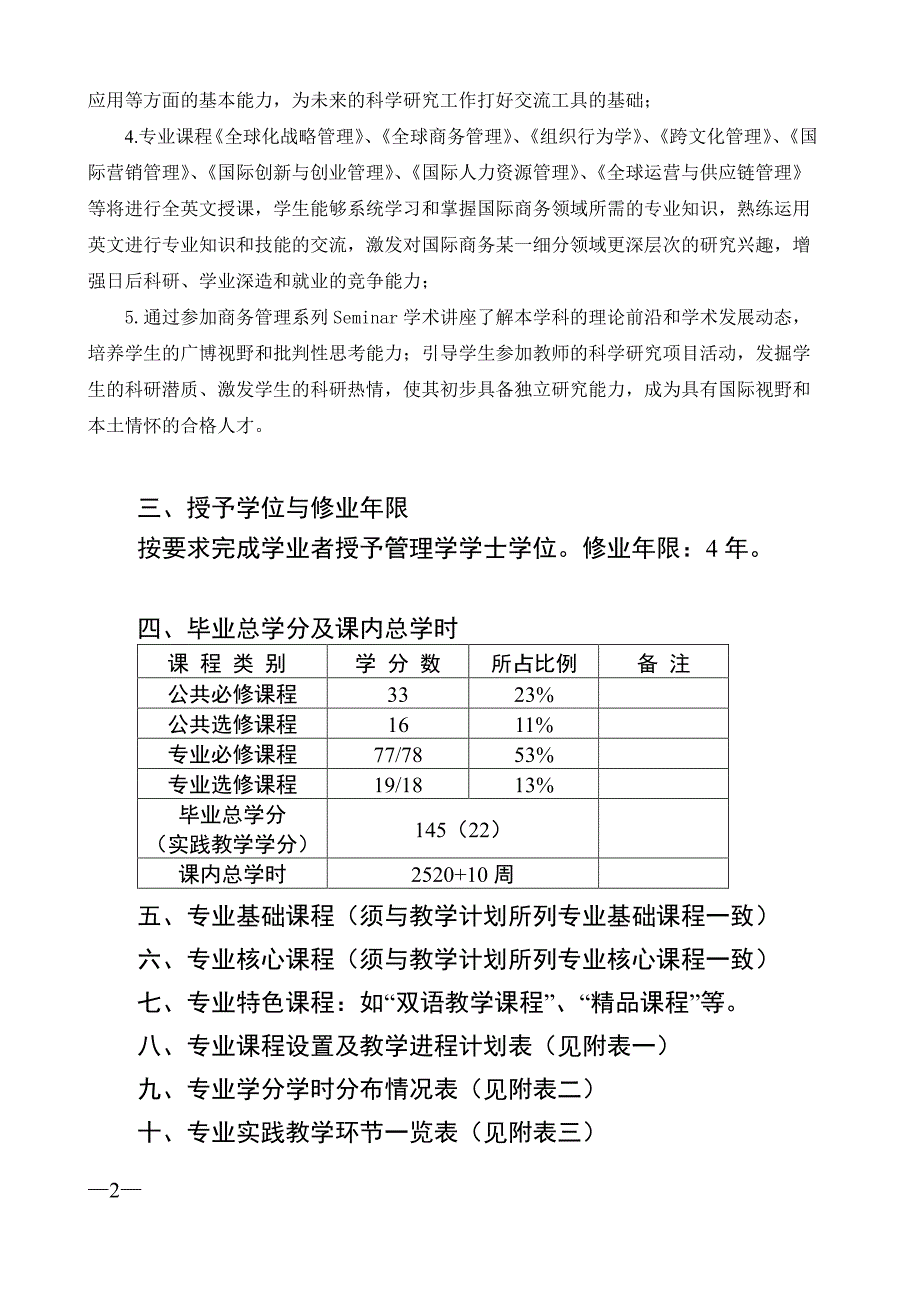 岭南学院国际商务专业2017级培养方案_第2页